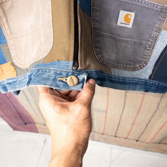 Custom upcycled patchwork carhartt chore jacket - Picture 6 of 8